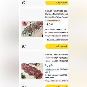 Beaded Christmas table runner 36 X 13